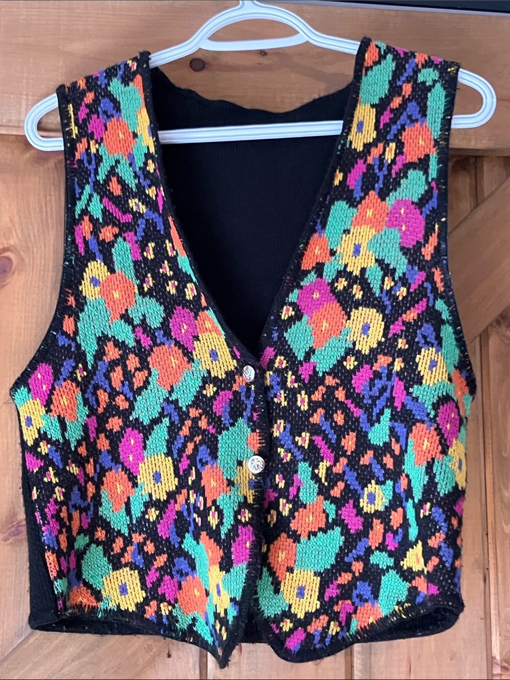 Knit bright floral knit vest